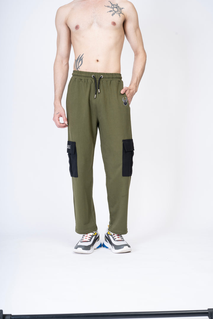 Olive Green Track-Pants 100% Cotton Terry