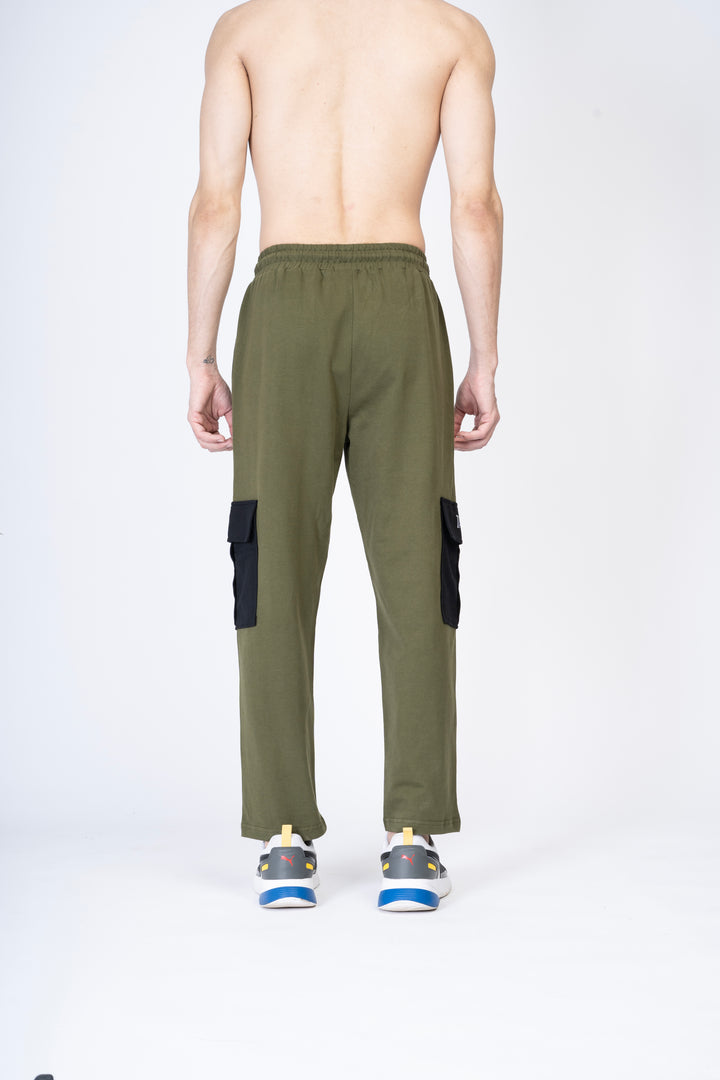 Olive Green Track-Pants 100% Cotton Terry