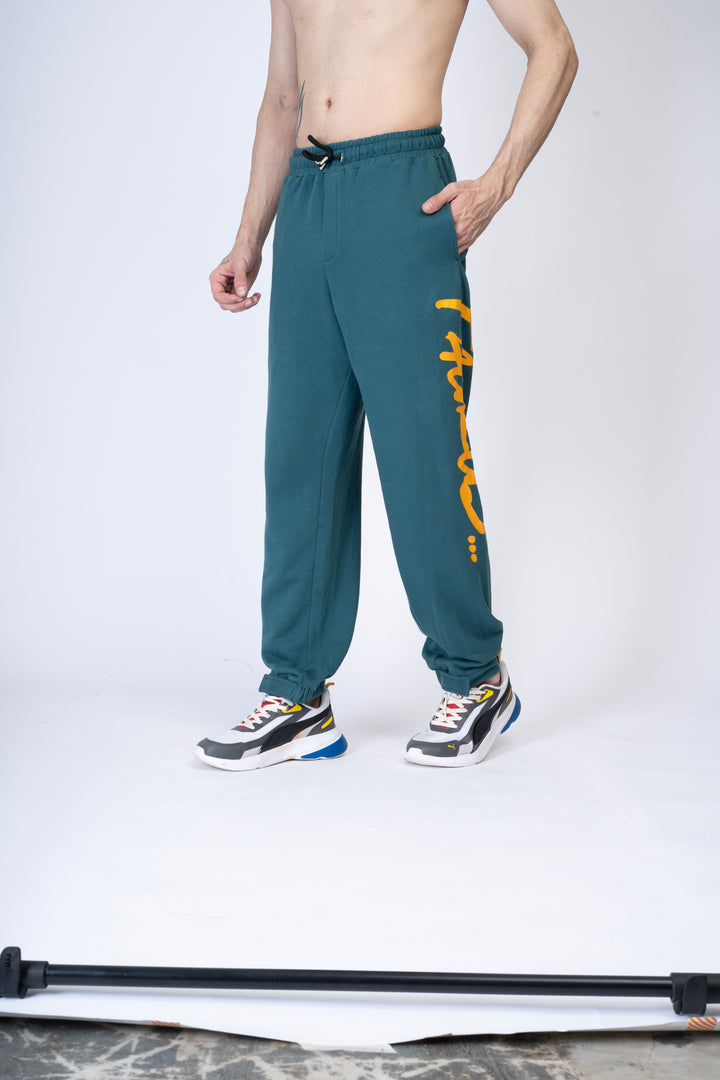 Green Track Pants 100% cotton terry