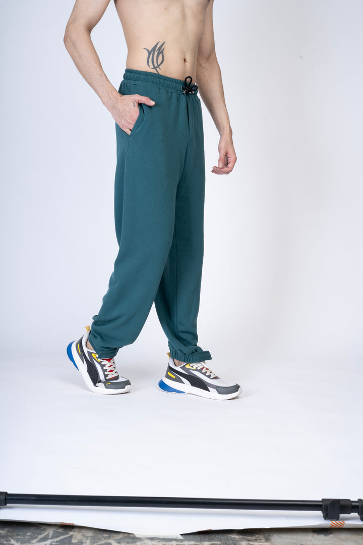 Green Track Pants 100% cotton terry