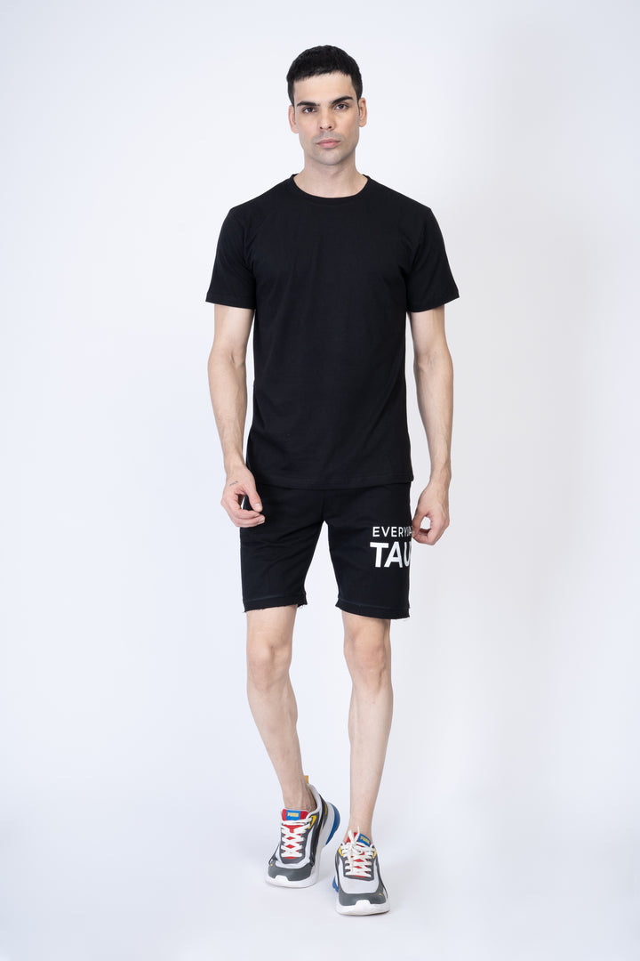 Black T-shirt and Black Shorts 100% cotton