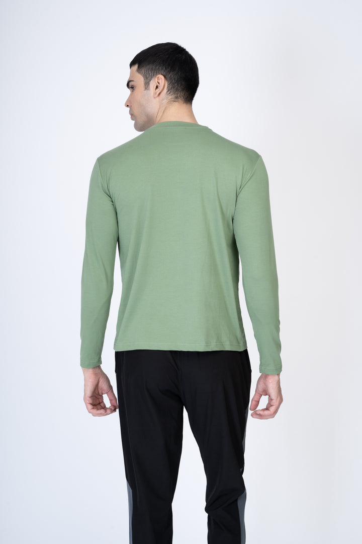 Green Full-Sleeve T-shirt and Black Track Pants 100% cotton