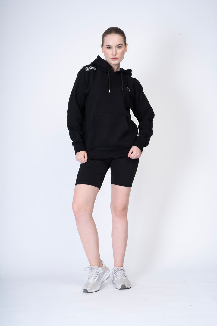 Black Hoodie with Shorts 100% cotton fleece