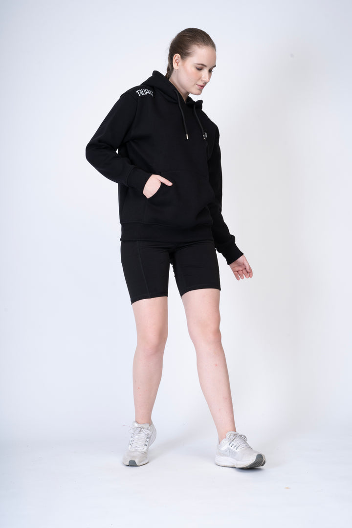 Black Hoodie with Shorts 100% cotton fleece