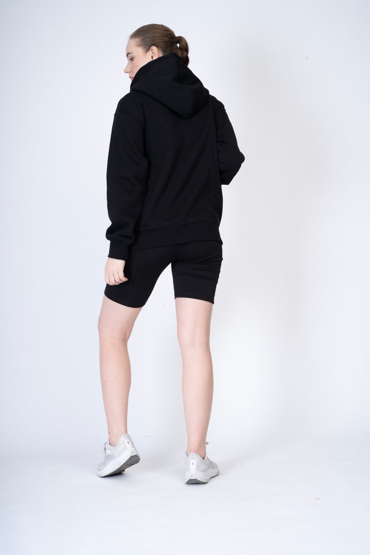 Black Hoodie with Shorts 100% cotton fleece